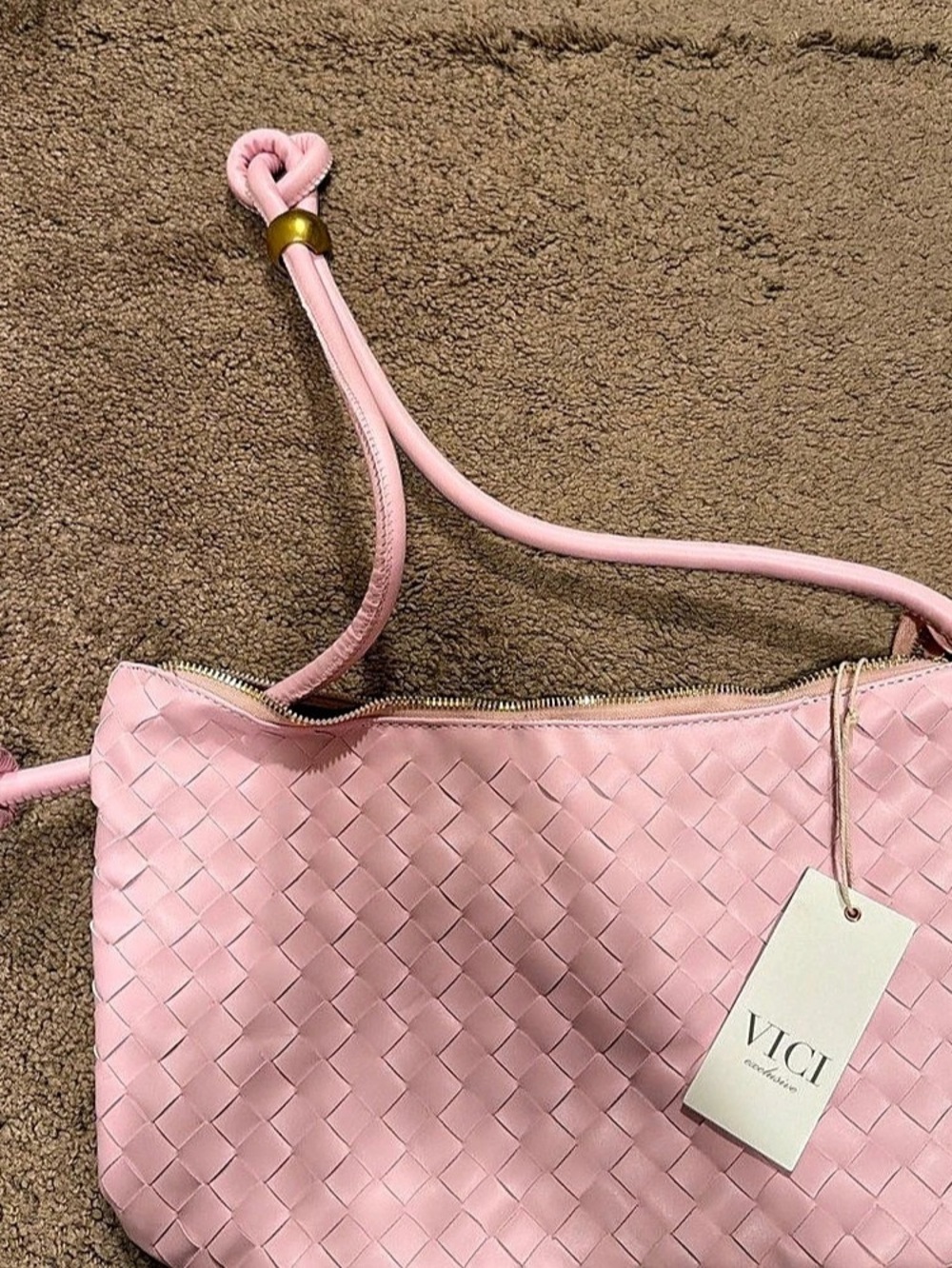 Vinci Woven Shoulder Bag in Pink NWT